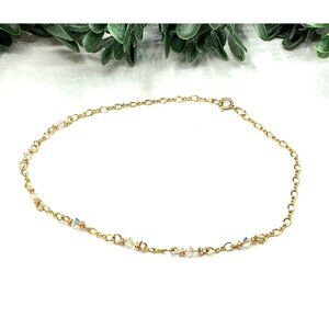 Anklet Crystal Beads with Gold tone 14KTGF Delicate Chain Design